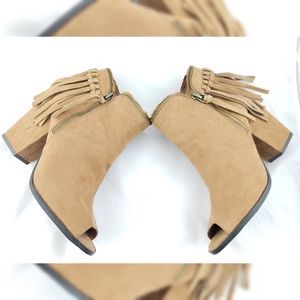 DV Peep Toe Booties with Fringe 9